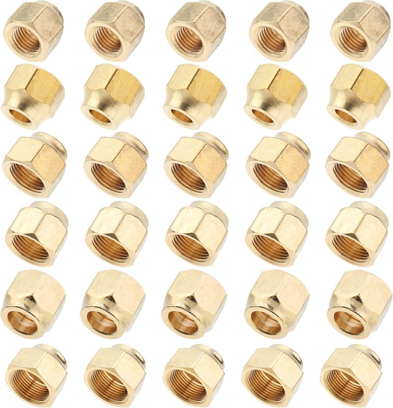 LTWFITTING Assortment Kit Tube OD 1/4-Inch 5/16-Inch 3/8-Inch 1/2-Inch 3/4-Inch 5/8-Inch Brass Flare Short Forged Nut Set(Pack of 30) - Image 1